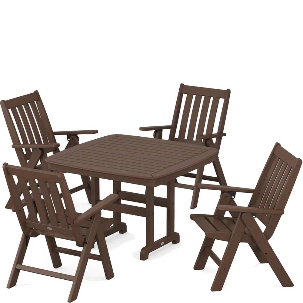 POLYWOOD® Vineyard Folding Chair 5-Piece Dining Set - PWS939-1 Dining Set POLYWOOD®