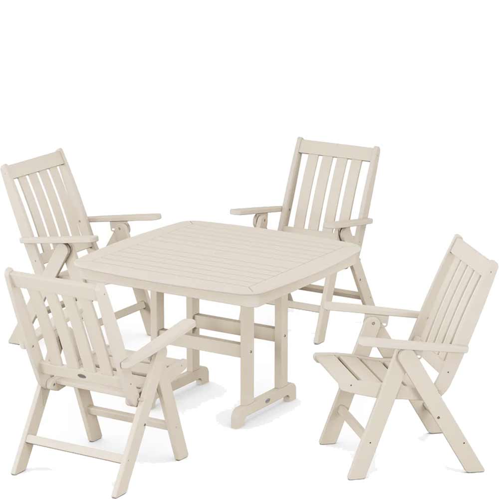 POLYWOOD® Vineyard Folding Chair 5-Piece Dining Set - PWS939-1 Dining Set POLYWOOD®