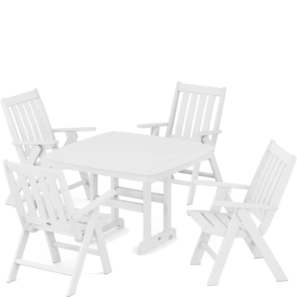 POLYWOOD® Vineyard Folding Chair 5-Piece Dining Set - PWS939-1 Dining Set POLYWOOD®