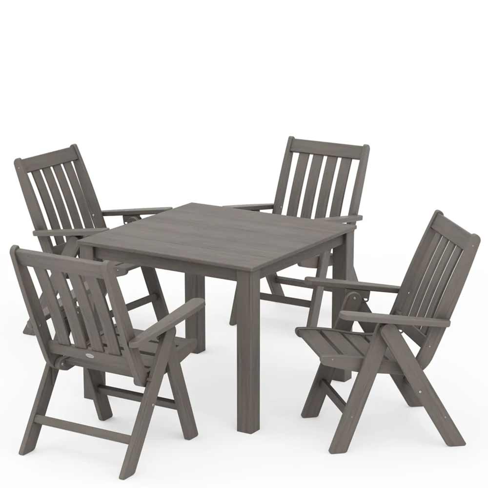 POLYWOOD® Vineyard Folding Chair 5-Piece Parsons Dining Set - PWS2369-1