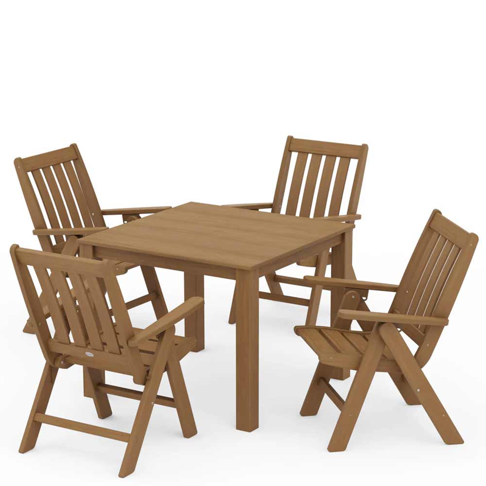 POLYWOOD® Vineyard Folding Chair 5-Piece Parsons Dining Set - PWS2369-1