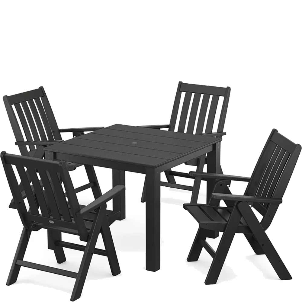 POLYWOOD® Vineyard Folding Chair 5-Piece Parsons Dining Set - PWS2369-1 Dining Set POLYWOOD®