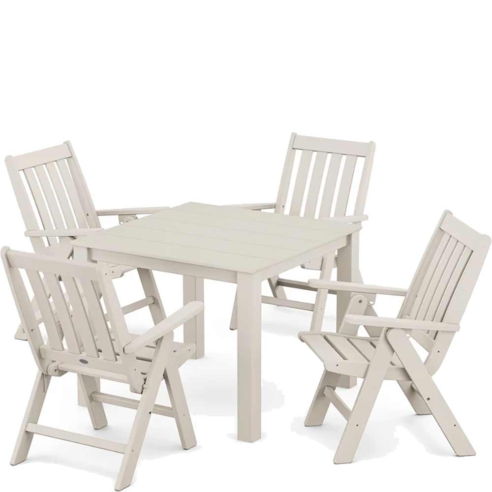 POLYWOOD® Vineyard Folding Chair 5-Piece Parsons Dining Set - PWS2369-1 Dining Set POLYWOOD®
