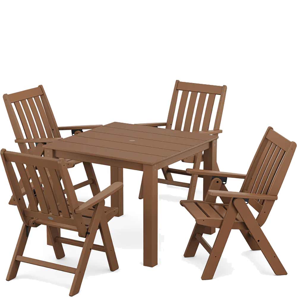 POLYWOOD® Vineyard Folding Chair 5-Piece Parsons Dining Set - PWS2369-1 Dining Set POLYWOOD®