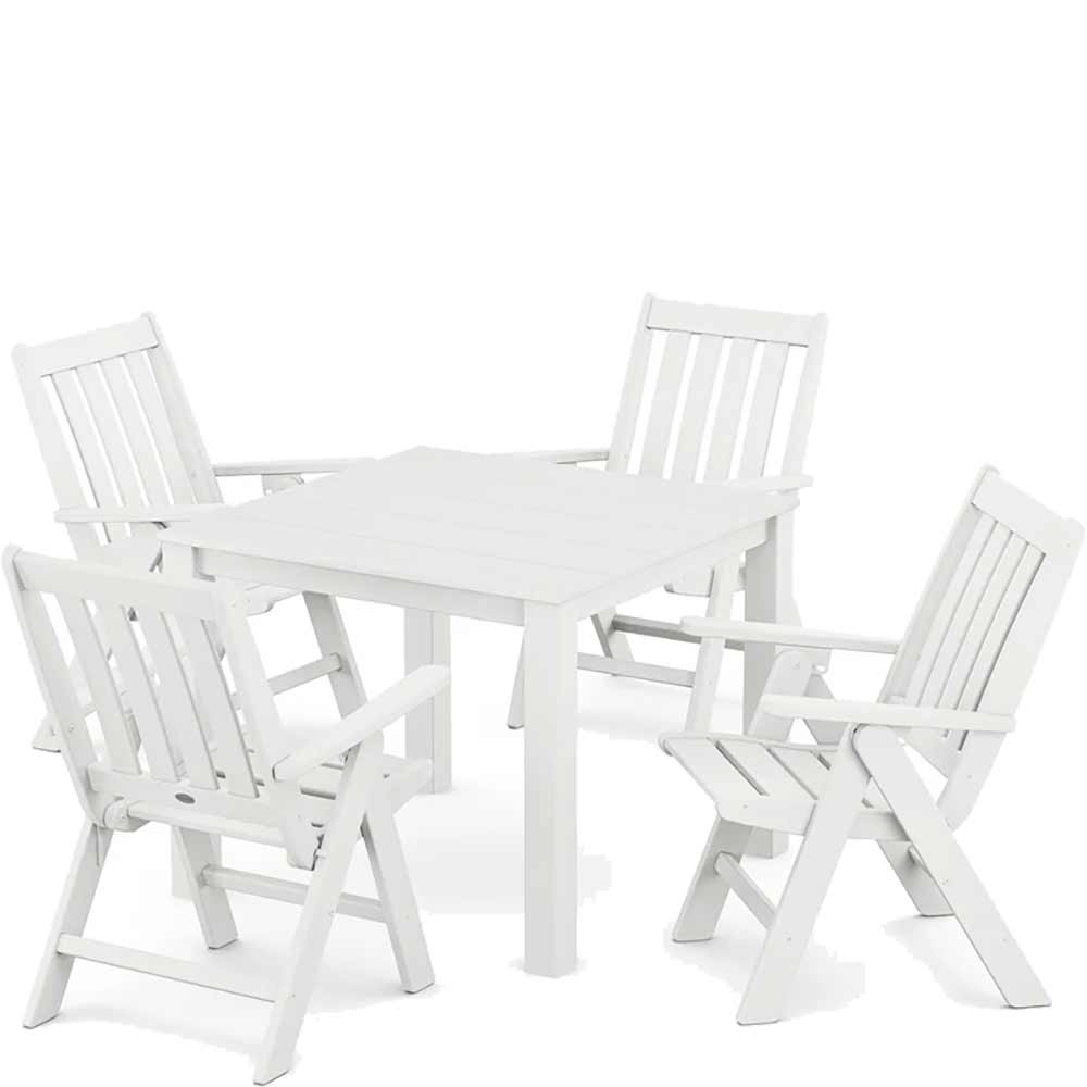 POLYWOOD® Vineyard Folding Chair 5-Piece Parsons Dining Set - PWS2369-1 Dining Set POLYWOOD®