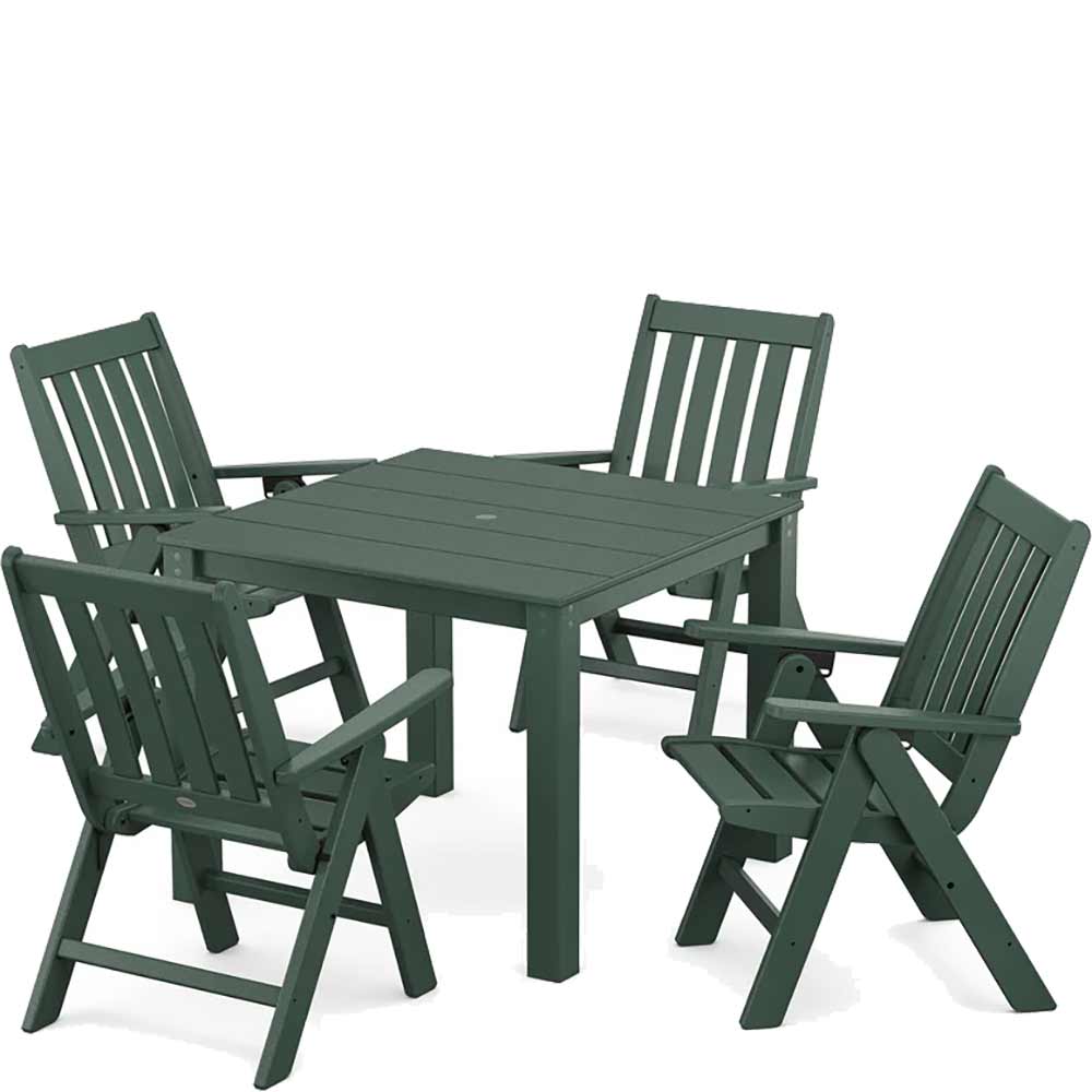 POLYWOOD® Vineyard Folding Chair 5-Piece Parsons Dining Set - PWS2369-1 Dining Set POLYWOOD®