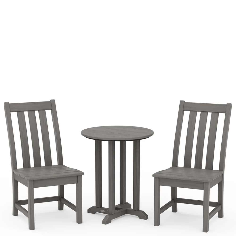 POLYWOOD® Vineyard Side Chair 3-Piece Round Bistro Dining Set - PWS1317-1