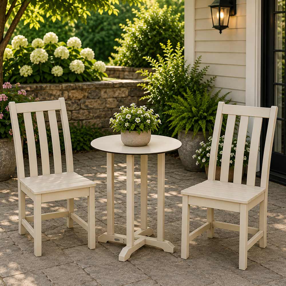 POLYWOOD® Vineyard Side Chair 3-Piece Round Bistro Dining Set - PWS1317-1