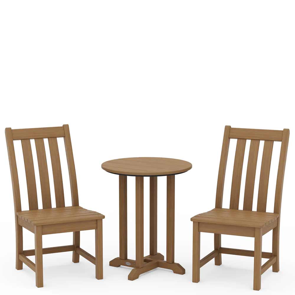POLYWOOD® Vineyard Side Chair 3-Piece Round Bistro Dining Set - PWS1317-1