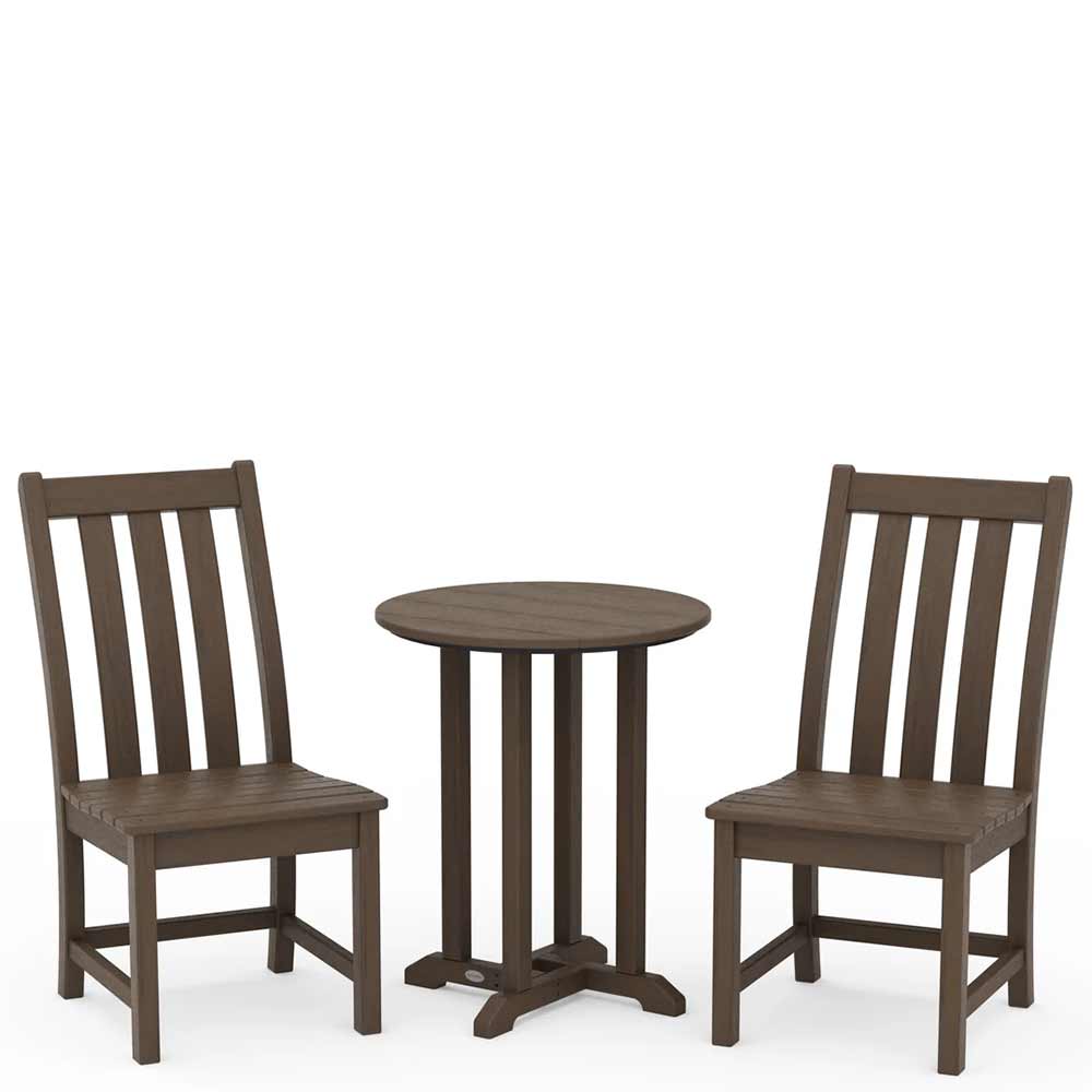 POLYWOOD® Vineyard Side Chair 3-Piece Round Bistro Dining Set - PWS1317-1