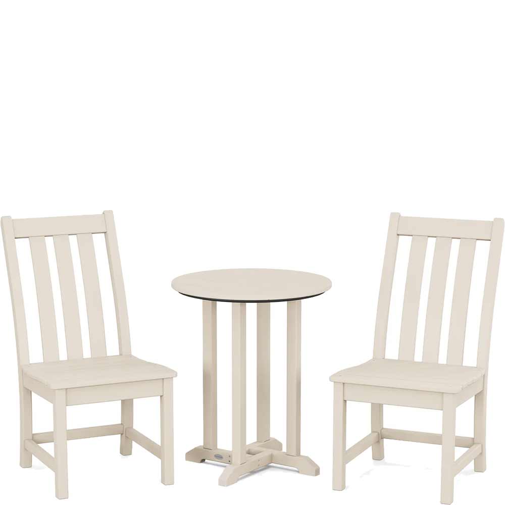 POLYWOOD® Vineyard Side Chair 3-Piece Round Bistro Dining Set - PWS1317-1 Patio Set POLYWOOD®