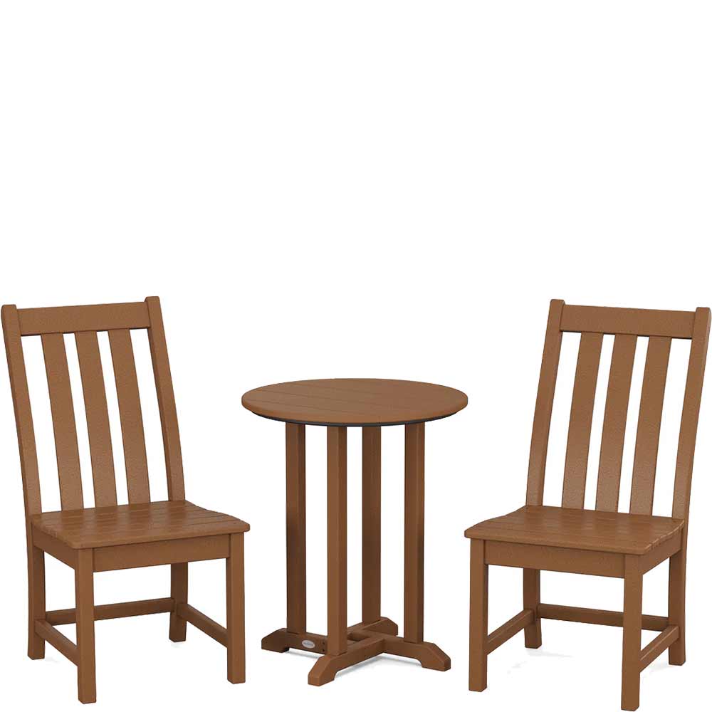 POLYWOOD® Vineyard Side Chair 3-Piece Round Bistro Dining Set - PWS1317-1 Patio Set POLYWOOD®