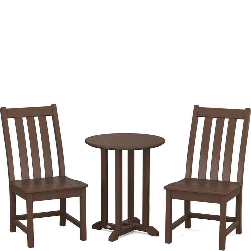 POLYWOOD® Vineyard Side Chair 3-Piece Round Bistro Dining Set - PWS1317-1 Patio Set POLYWOOD®