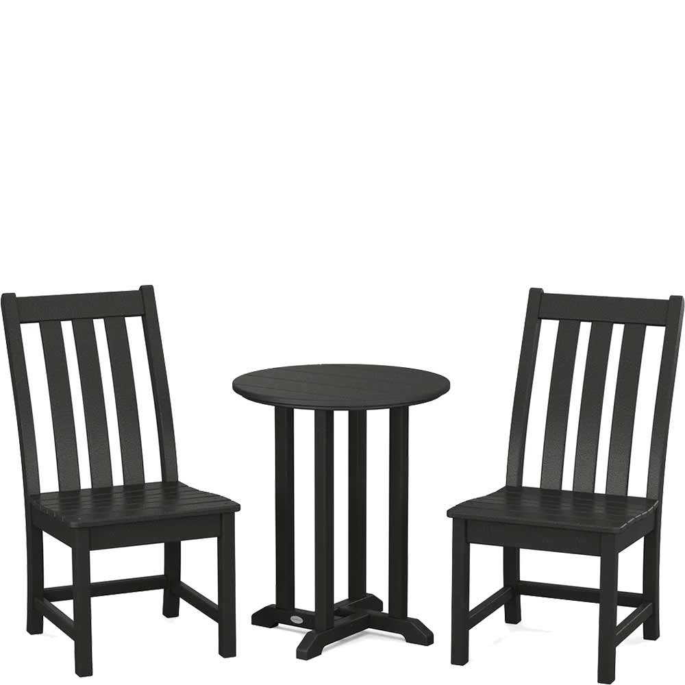 POLYWOOD® Vineyard Side Chair 3-Piece Round Bistro Dining Set - PWS1317-1 Patio Set POLYWOOD®