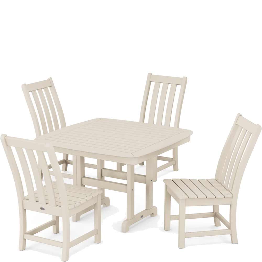 POLYWOOD® Vineyard Side Chair 5-Piece Dining Set with Trestle Legs - PWS936-1 Dining Set POLYWOOD®