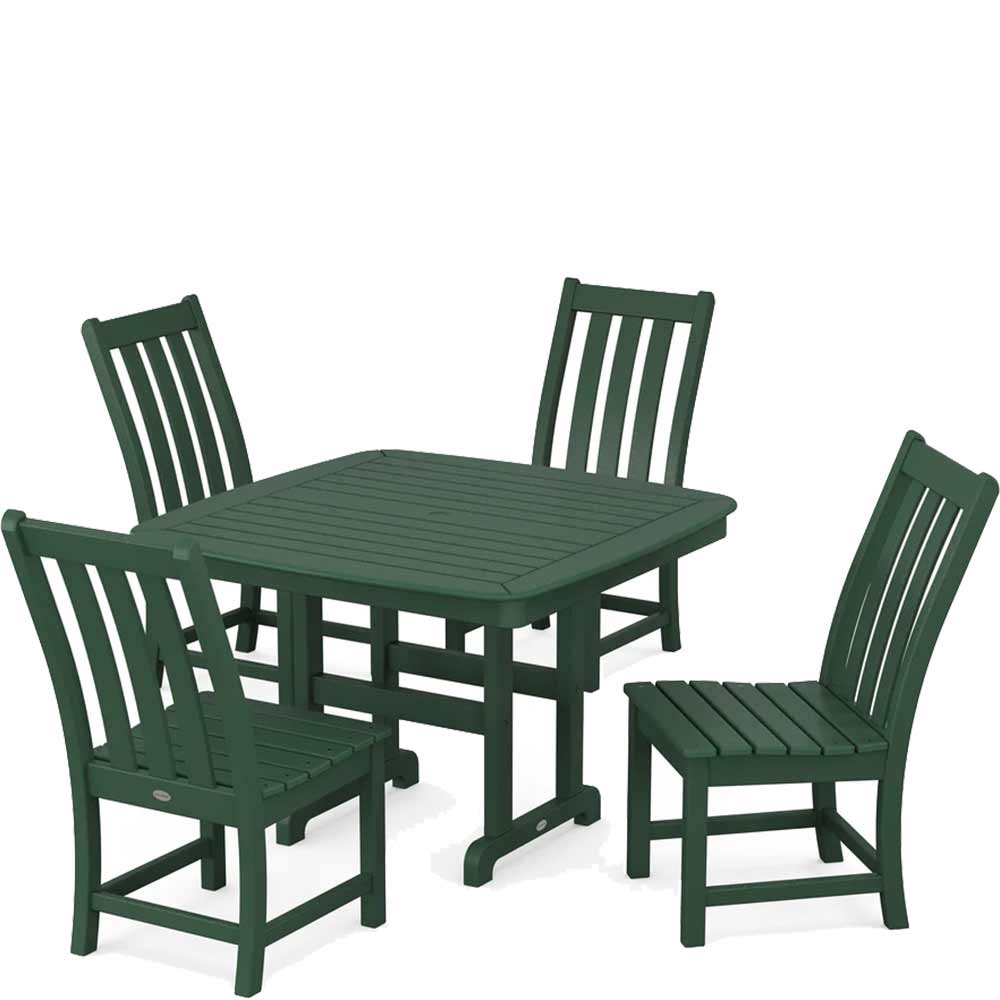 POLYWOOD® Vineyard Side Chair 5-Piece Dining Set with Trestle Legs - PWS936-1 Dining Set POLYWOOD®