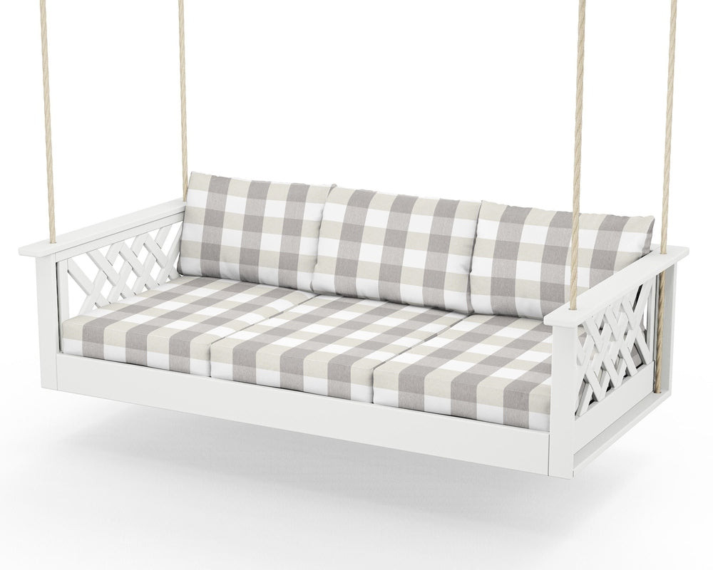 Wovendale Daybed Swing - White / Buffalo Plaid Grey Mist
