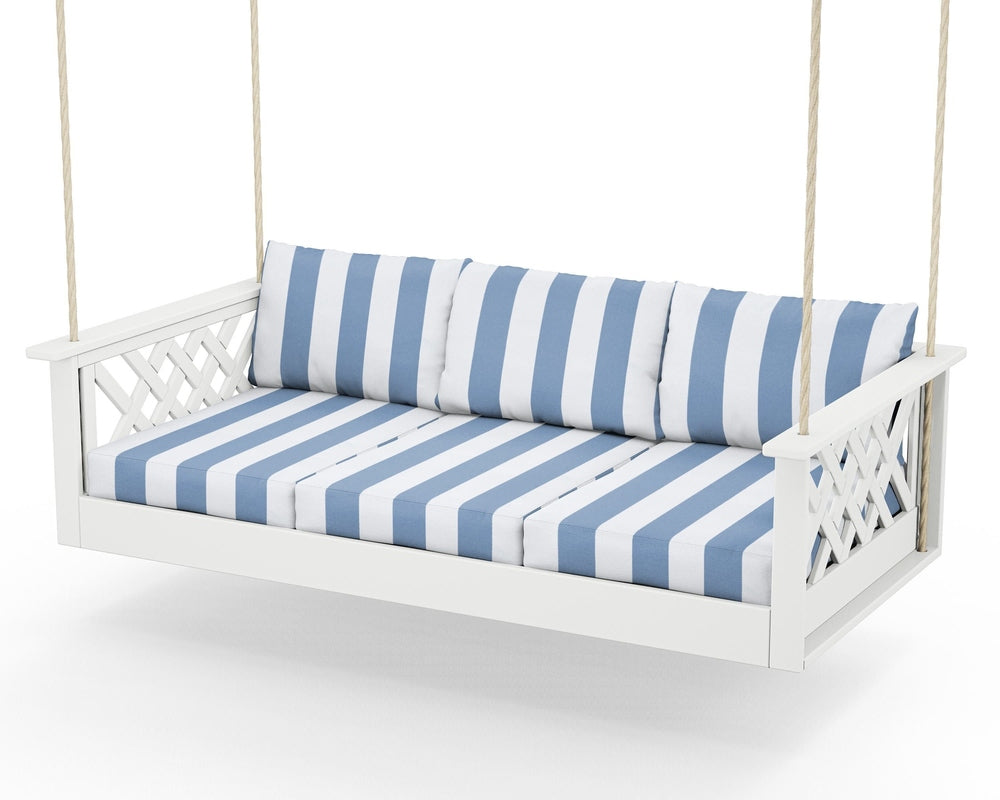 Wovendale Daybed Swing - White / Cabana Stripe Sky Blue