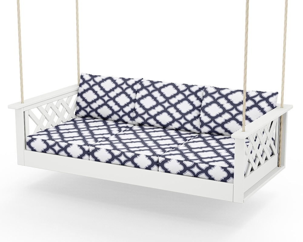 Wovendale Daybed Swing - White / Trellis Navy