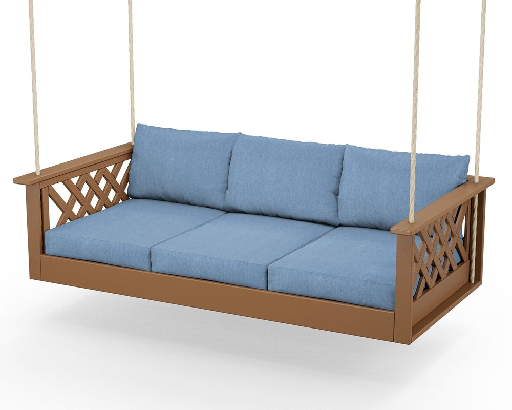 Wovendale Daybed Swing - Teak / Sky Blue