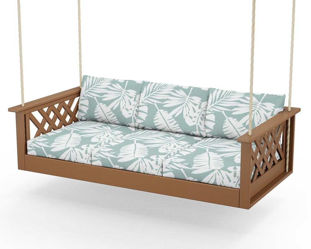 Wovendale Daybed Swing - Teak / Leaf Glacier Spa