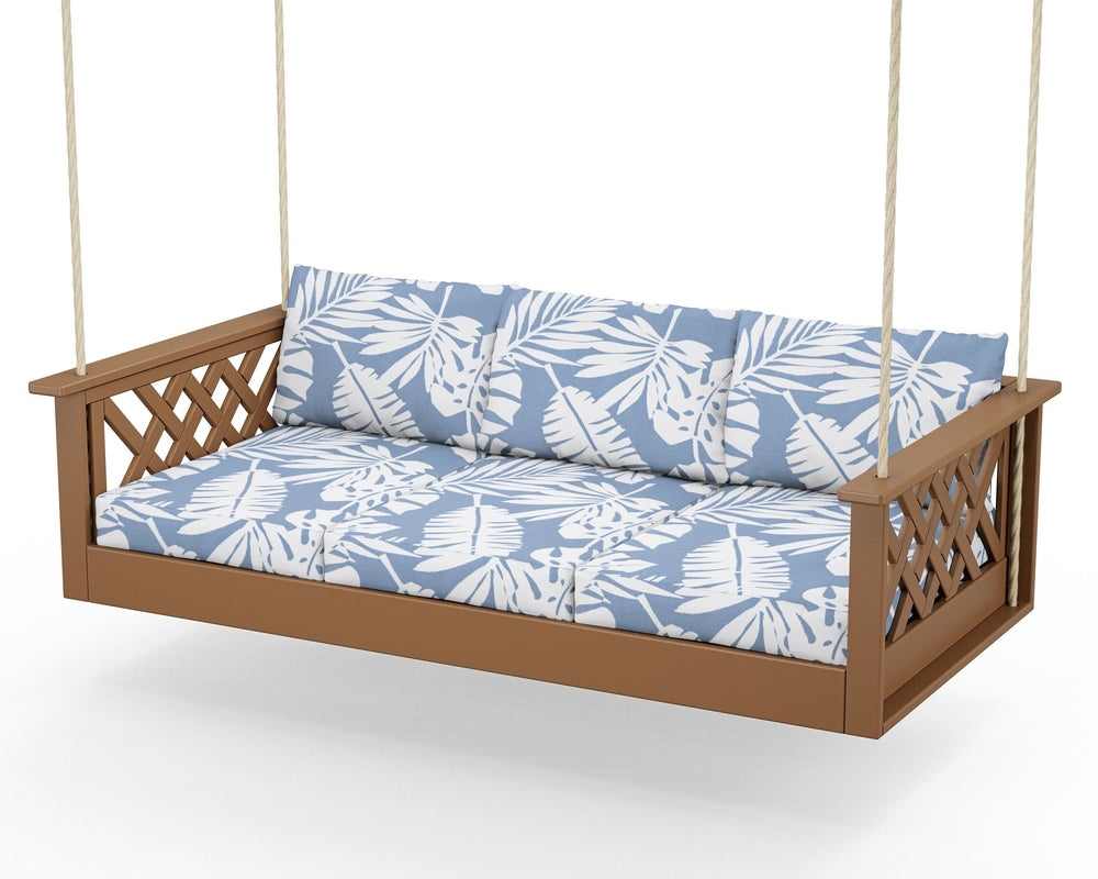 Wovendale Daybed Swing - Teak / Leaf Sky Blue