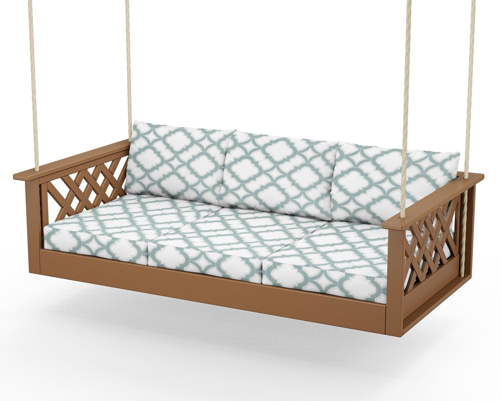 Wovendale Daybed Swing - Teak / Trellis Glacier Spa
