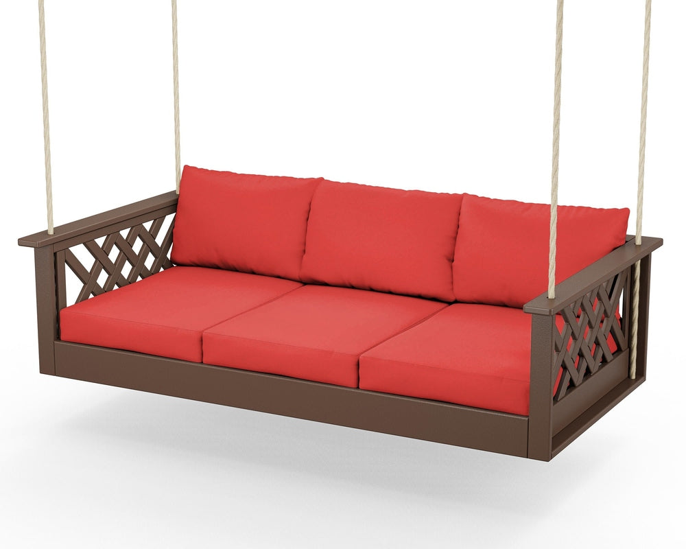 Wovendale Daybed Swing - Mahogany / Crimson Linen