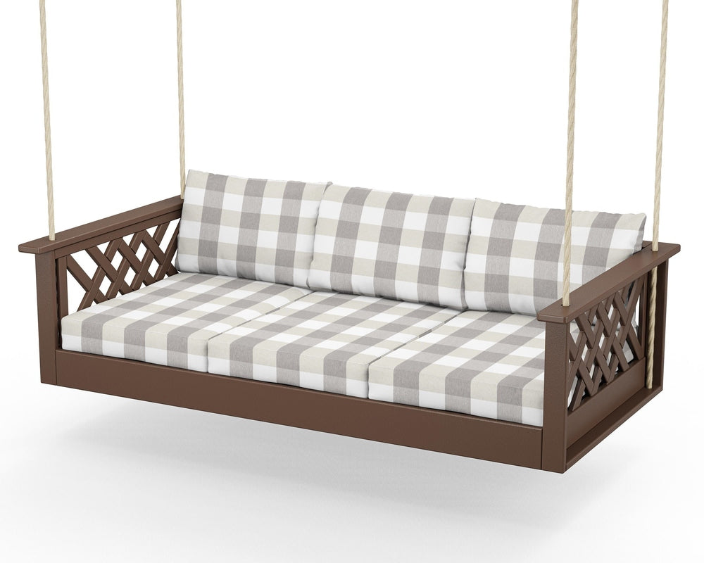 Wovendale Daybed Swing - Mahogany / Buffalo Plaid Grey Mist