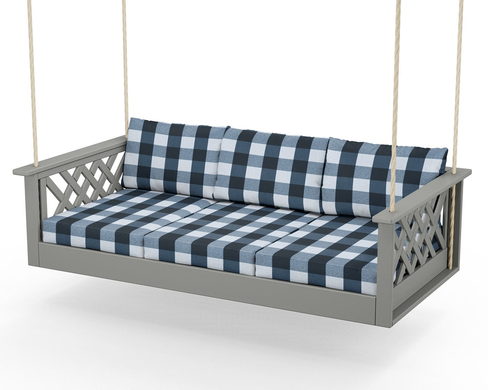 Wovendale Daybed Swing - Slate Grey / Buffalo Plaid Marine Indigo