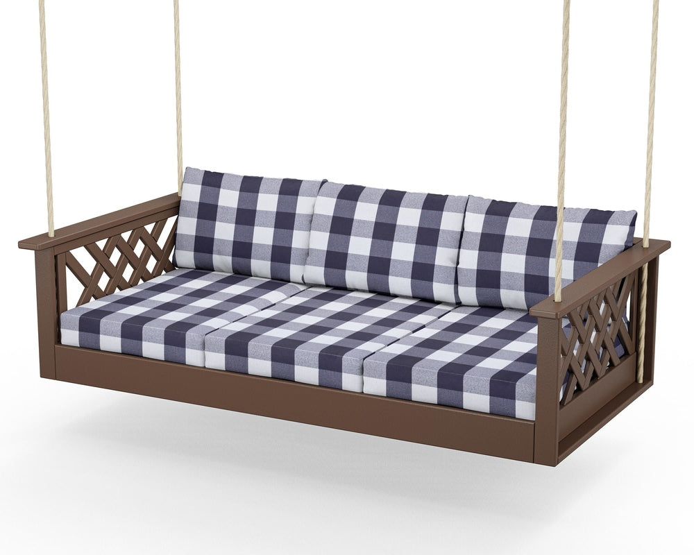 Wovendale Daybed Swing - Mahogany / Buffalo Plaid Navy