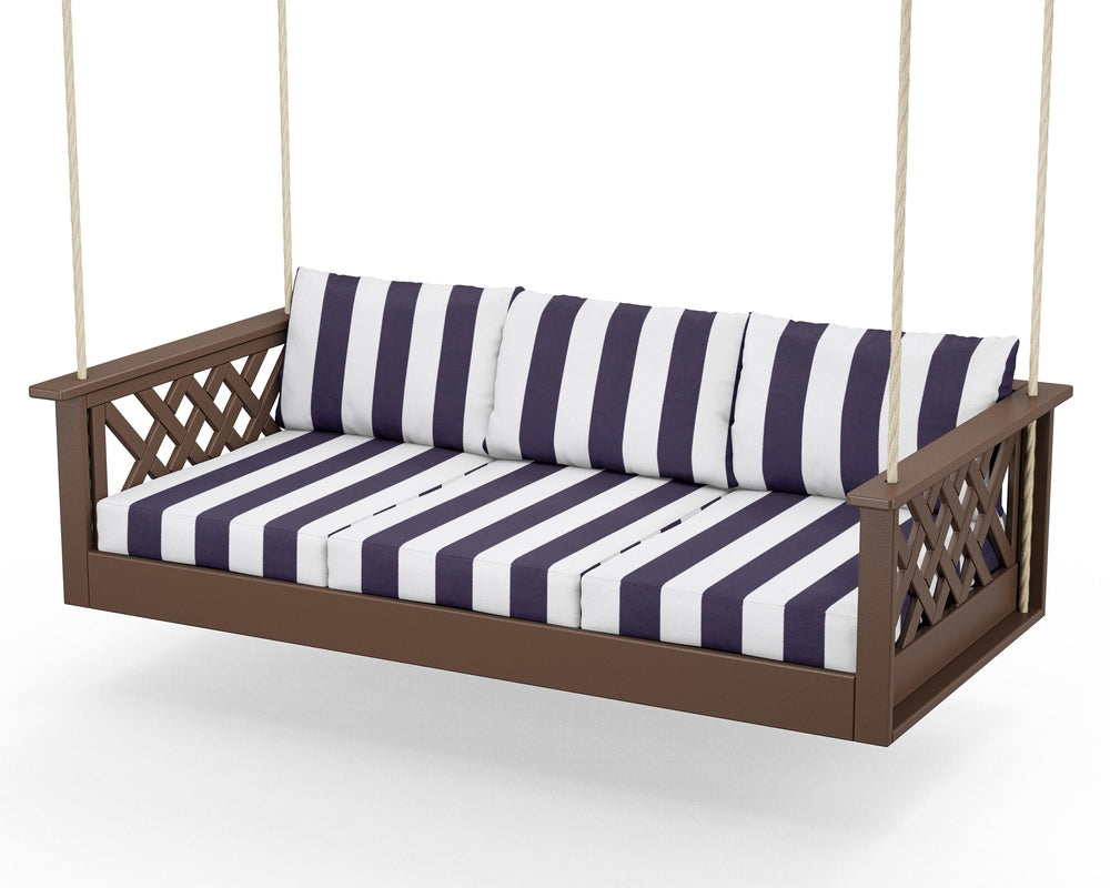 Wovendale Daybed Swing - Mahogany / Cabana Stripe Navy