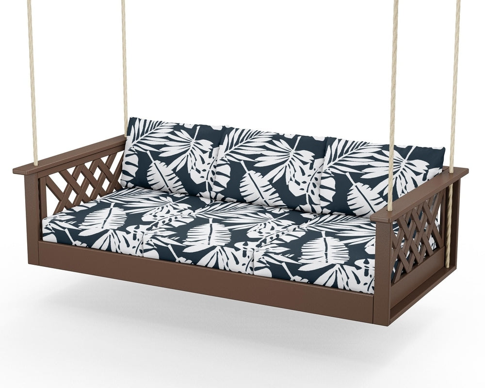 Wovendale Daybed Swing - Mahogany / Leaf Marine Indigo