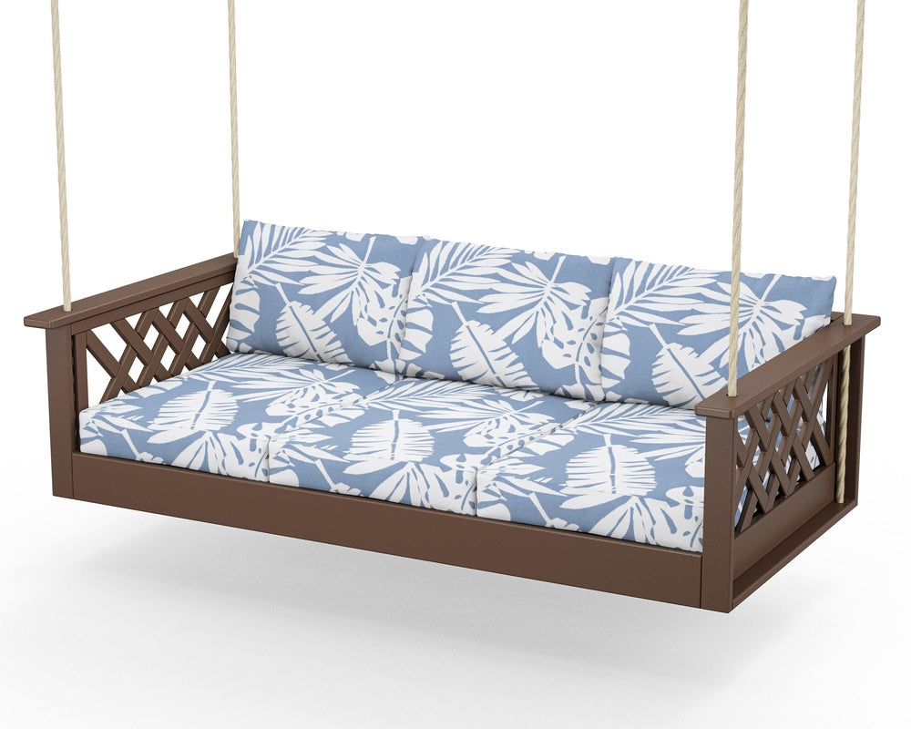 Wovendale Daybed Swing - Mahogany / Leaf Sky Blue