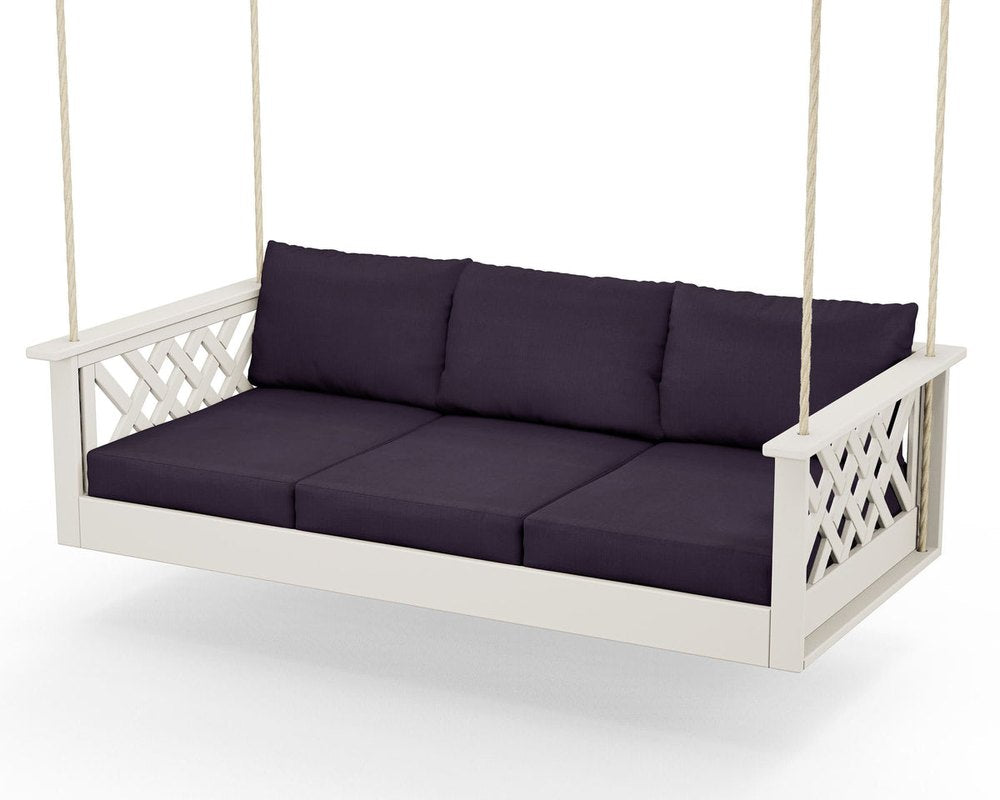 Wovendale Daybed Swing - Sand / Navy Linen