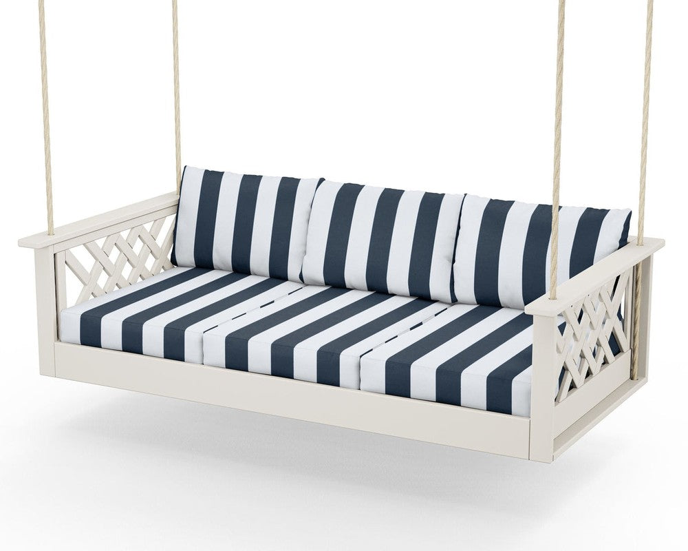 Wovendale Daybed Swing - Sand / Cabana Stripe Marine Indigo