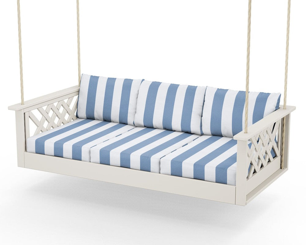 Wovendale Daybed Swing - Sand / Cabana Stripe Sky Blue