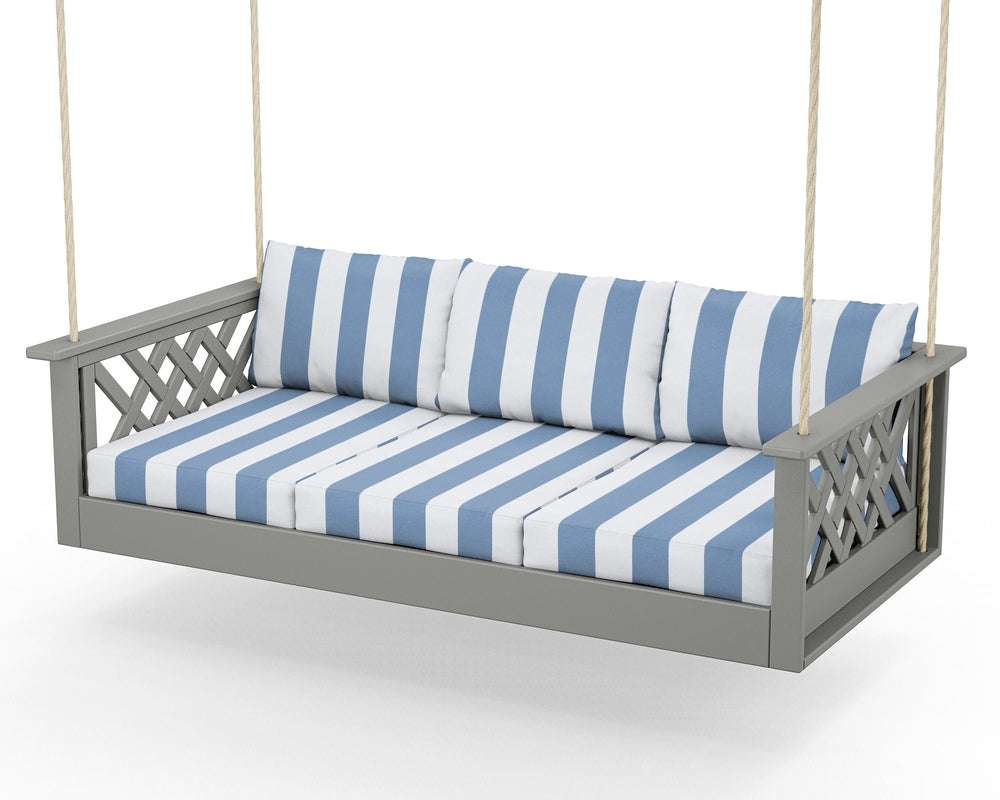 Wovendale Daybed Swing - Slate Grey / Cabana Stripe Sky Blue