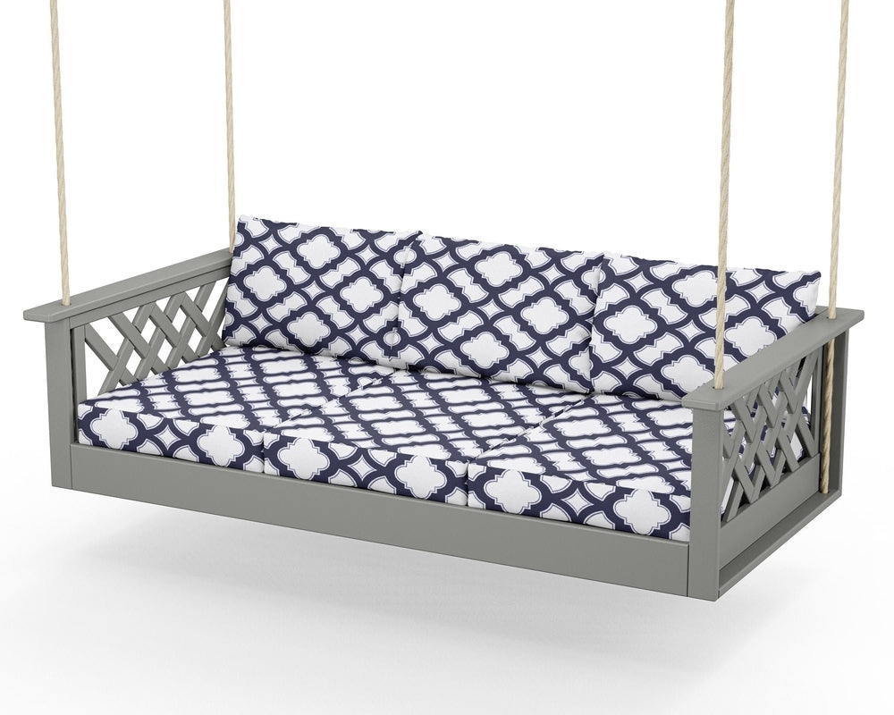 Wovendale Daybed Swing - Slate Grey / Trellis Navy
