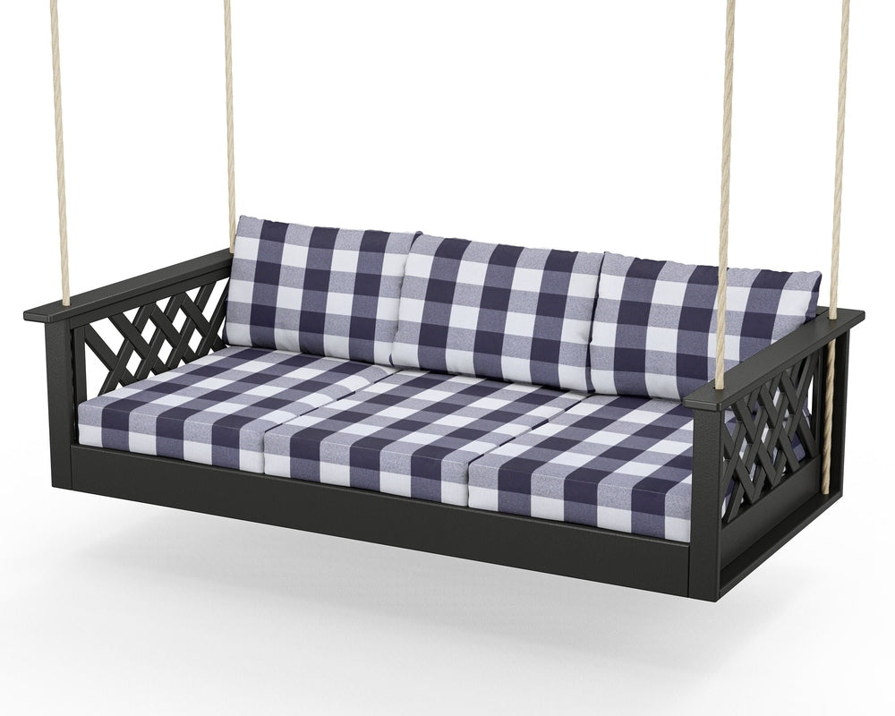 Wovendale Daybed Swing - Black / Buffalo Plaid Navy
