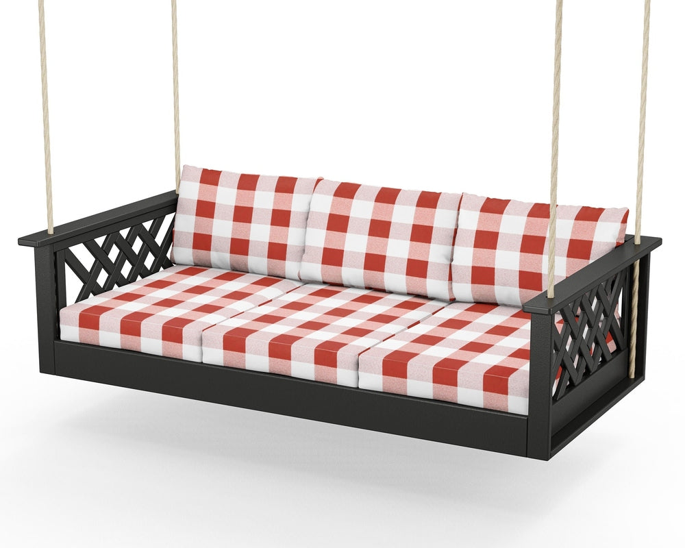Wovendale Daybed Swing - Black / Buffalo Plaid Crimson