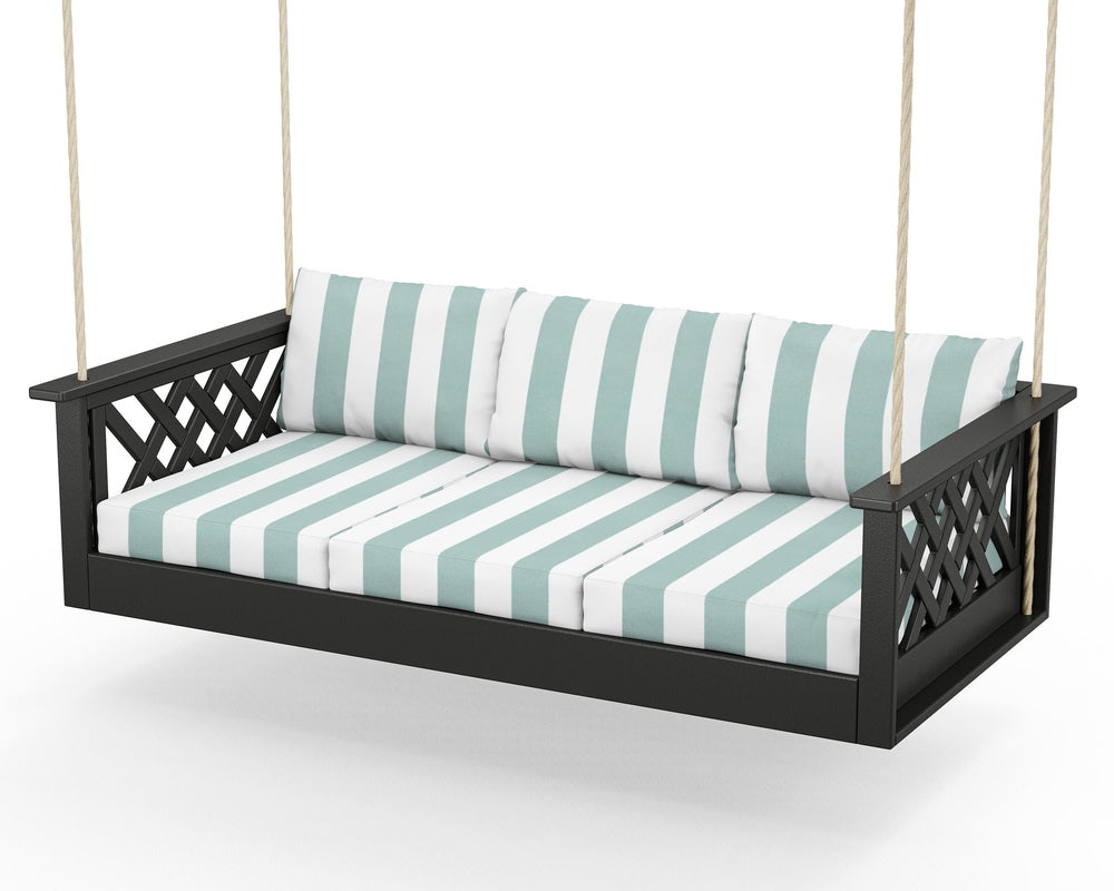 Wovendale Daybed Swing - Black / Cabana Stripe Glacier Spa