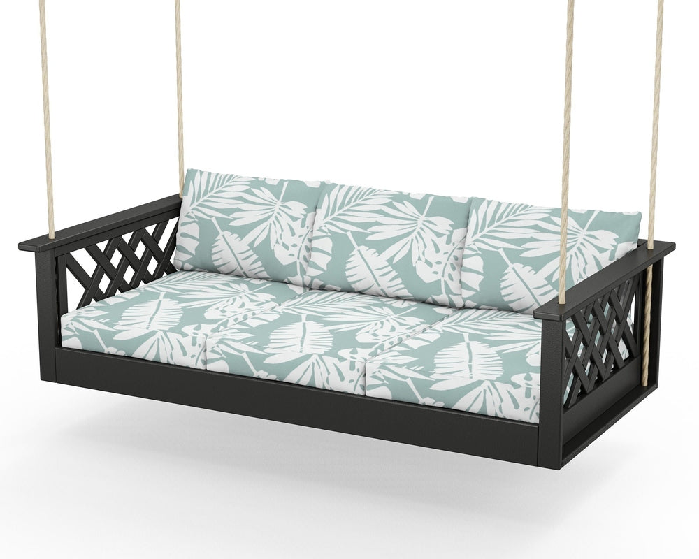 Wovendale Daybed Swing - Black / Leaf Glacier Spa