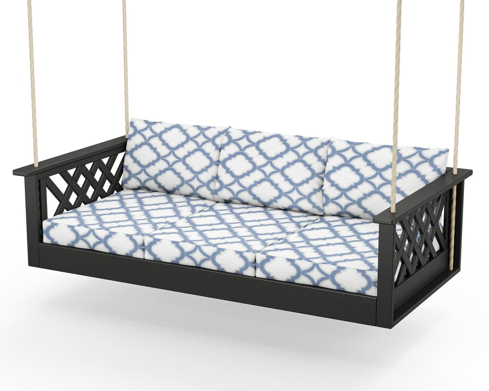 Wovendale Daybed Swing - Black / Trellis Sky Blue