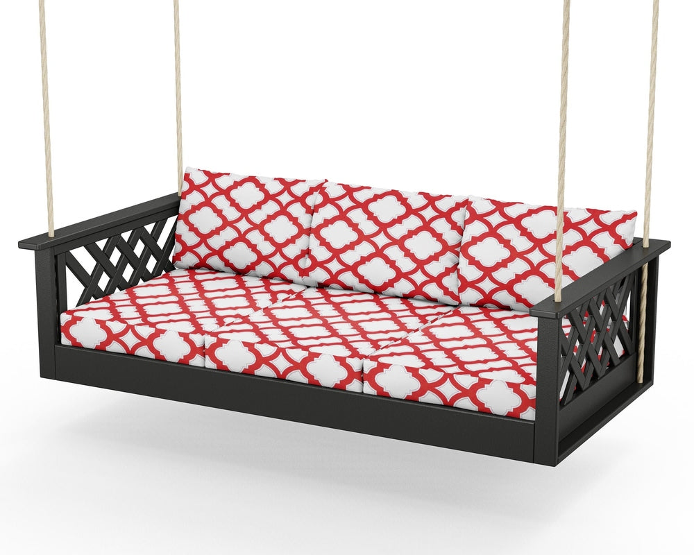 Wovendale Daybed Swing - Black / Trellis Crimson