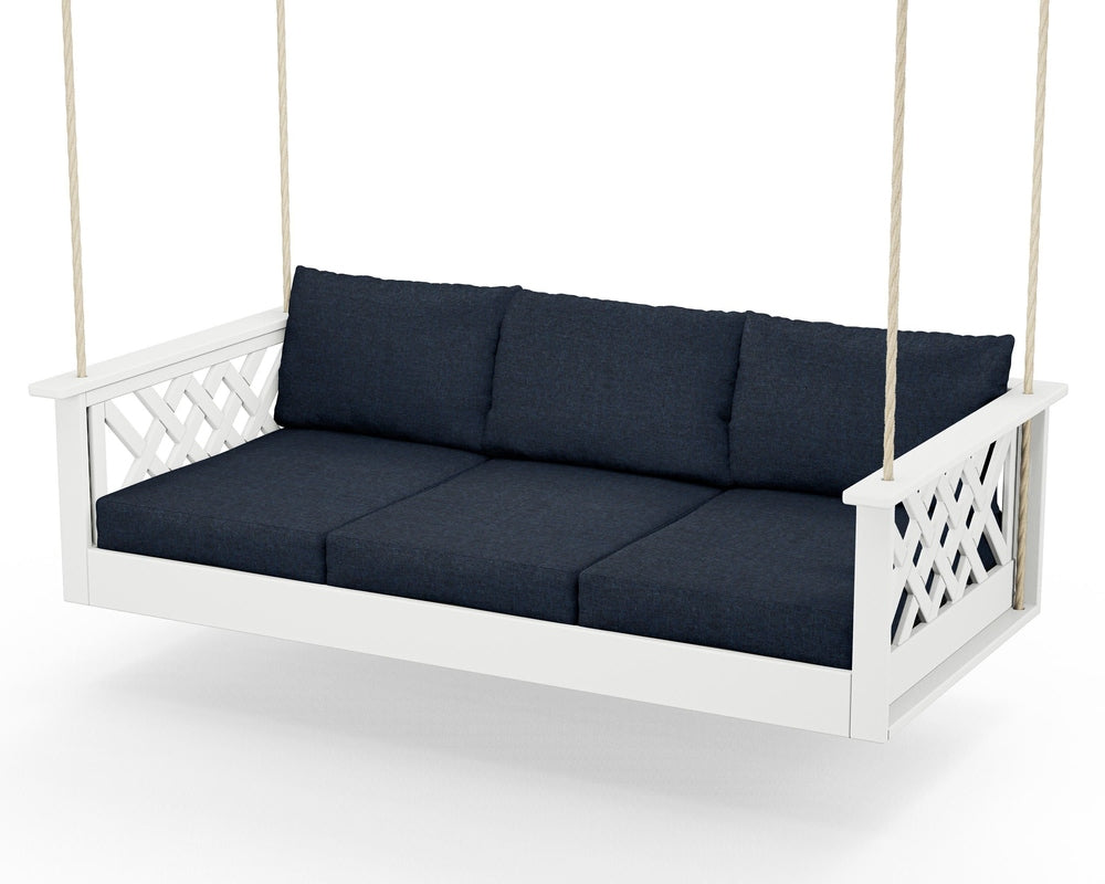 Wovendale Daybed Swing - White / Marine Indigo