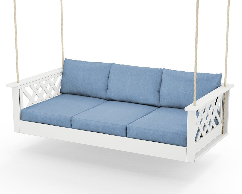 Wovendale Daybed Swing - White / Sky Blue