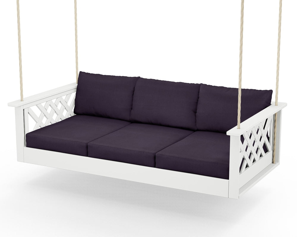 Wovendale Daybed Swing - White / Navy Linen