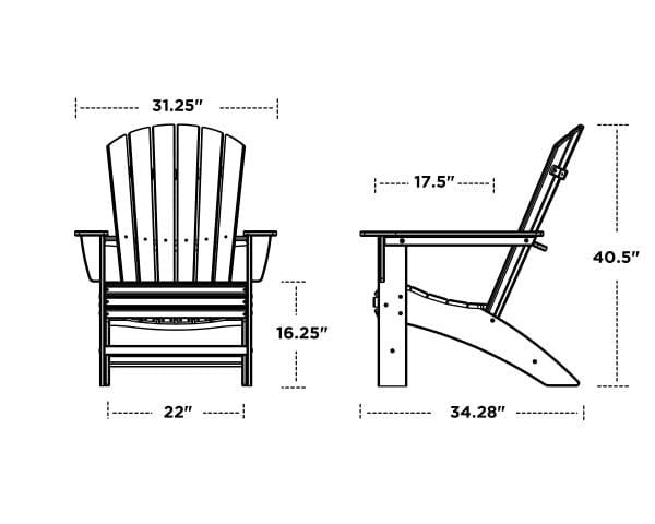 POLYWOOD® Nautical Curveback Adirondack Chair - AD610 Dimensions