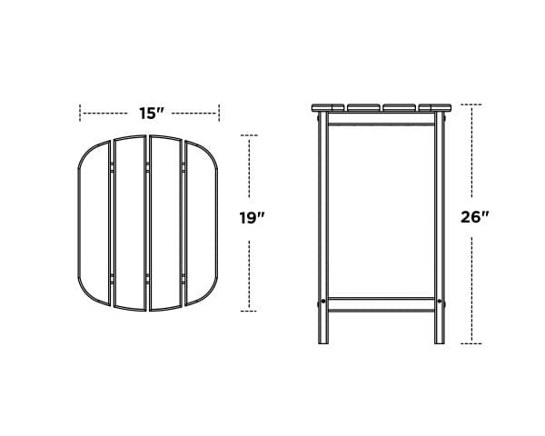 POLYWOOD® South Beach 26&quot; Counter Side Table - SBT26 Dimensions